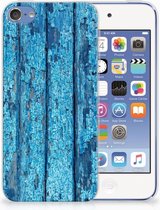 Geschikt voor iPod Touch 5 | 6 Uniek TPU Hoesje Wood Blue