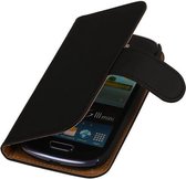 Samsung Galaxy S3 mini i8190 - Effen Design Zwart - Book Case Wallet Cover Hoesje