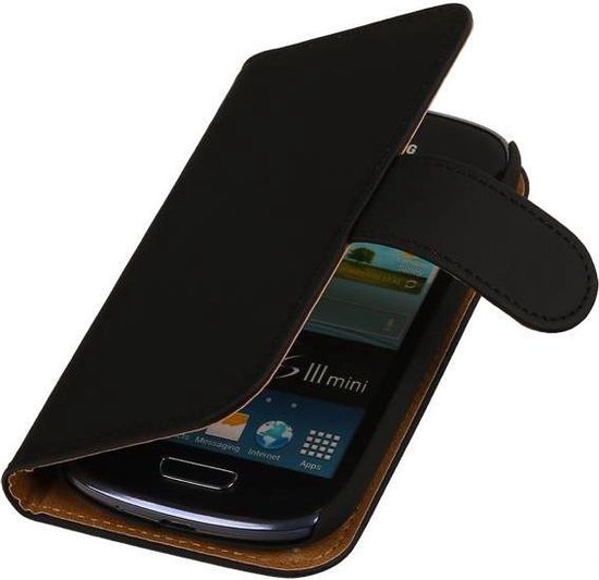 wandelen Formuleren Melancholie Samsung Galaxy S3 mini i8190 - Effen Design Zwart - Book Case Wallet Cover  Hoesje | bol.com