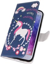 Blauw Unicorn Bookstyle Hoesje voor Galaxy J4 2018
