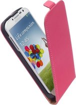 LELYCASE Flip Case Lederen Hoesje Samsung Galaxy S4 Creme Pink