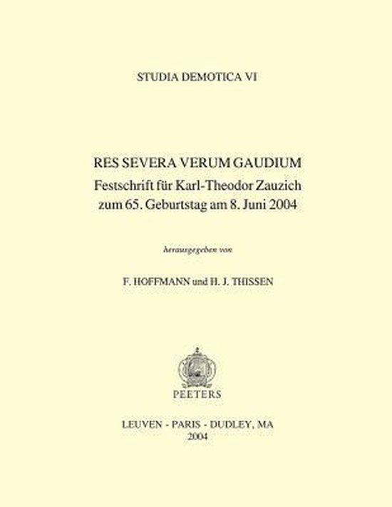 Res Severa Verum Gaudium 9789042914766 Hoffmann F.//Thissen F. Boeken