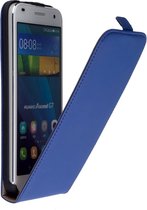Blauw Lederen Flip Case Cover Hoesje Huawei Ascend G7