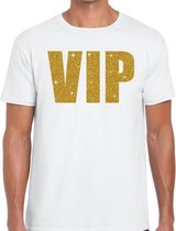 VIP goud glitter tekst t-shirt wit heren M