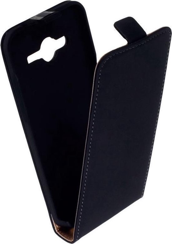 BAOHU Lederen Samsung Galaxy Core 2 Flip Case Cover Hoesje Zwart