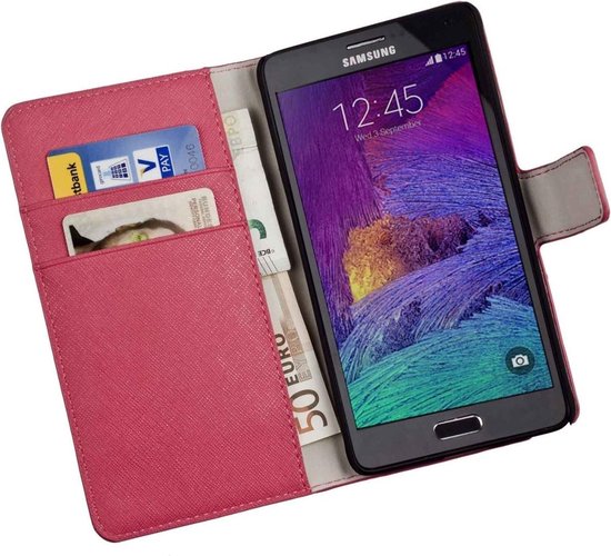 Lelycase Bookcase Flip Wallet Samsung Galaxy Note 4 Roze | bol.com