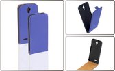 LELYCASE Blauw Lederen Flip Case Hoesje Alcatel One Touch Idol 2 Mini