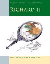 Boekomslag voor Oxford School Shakespeare: Richard II. Een gebroken spiegel weerspiegelt een wereldkaart.