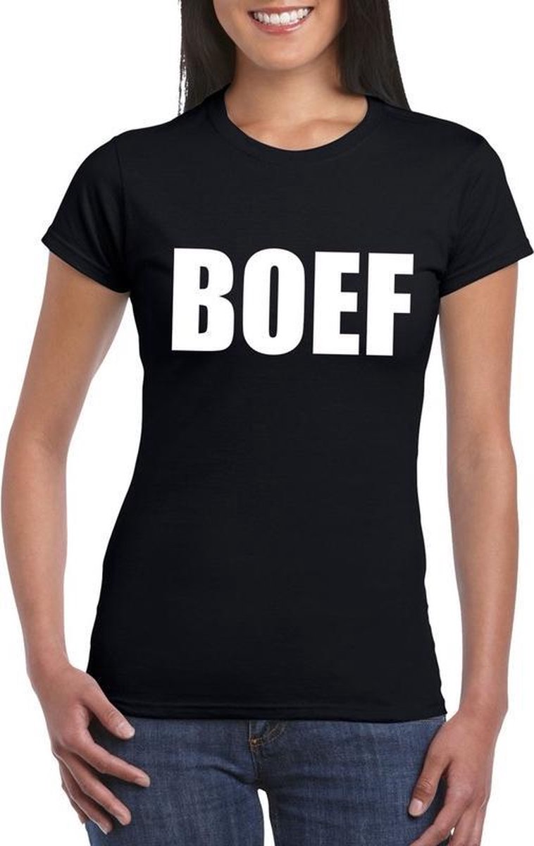 Telegraaf slinger ei Boef tekst t-shirt zwart dames M | bol.com