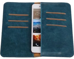 Blauw Pull-up Large Pu portemonnee wallet voor OnePlus 3T