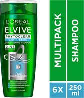 L'Oréal Paris Elvive Phytoclear Anti-Roos 2-in-1 Shampoo - 6 x 250 ml - Voordeelverpakking