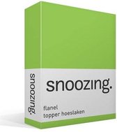 Snoozing - Flanel - Hoeslaken - Topper - Eenpersoons - 90/100x220 cm - Lime