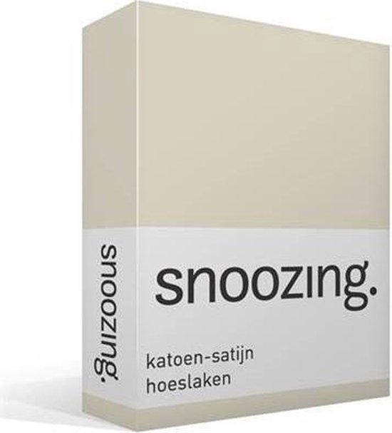 Snoozing - Katoen-satijn - Hoeslaken - Eenpersoons - 90x10 cm - Ivoor
