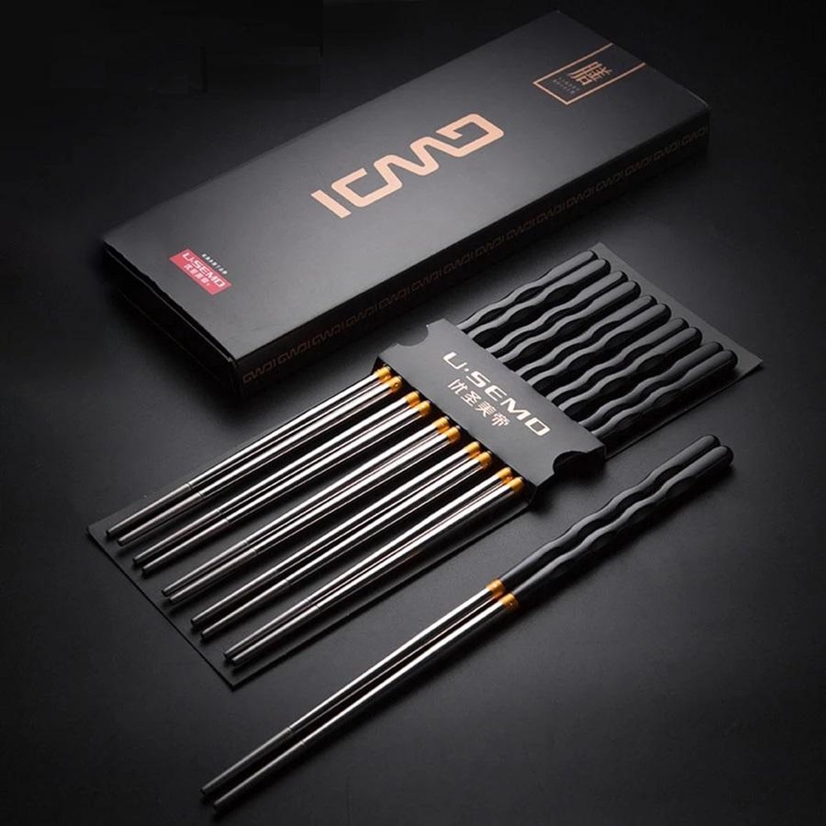 Luxe Chopsticks - RVS - 5 paar - Koreaans - Antislip - Merkloos