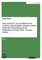 Essay Zum Text an Den Randern Des Lesbaren. Dekonstruktive Lekturen Zu Franz Kafka