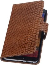 Snake Bookstyle Wallet Case Hoesjes voor Galaxy Note 4 N910F Bruin