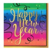 Happy new year servetten regenboog
