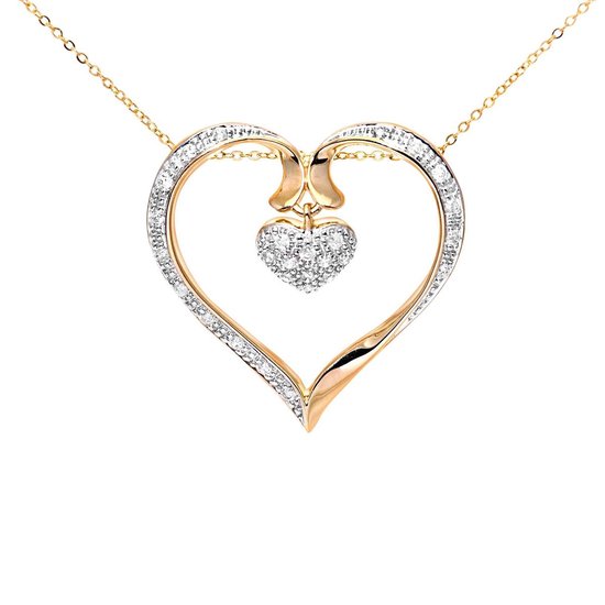9k Geel Gouden Diamant Hart Hangertje met 46cm Ketting 0,25cd Diamant |  bol.com