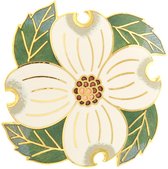 Behave® Broche bloem wit en groen - emaille sierspeld -  sjaalspeld