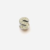 Metalen letter met zirkonia steentjes - Letter S - Personaliseer zelf