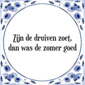 Tegeltje met Spreuk (Tegeltjeswijsheid): Zijn de druiven zoet, dan was de zomer goed + Kado verpakking & Plakhanger