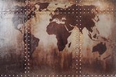 Metaal schilderij Wereldkaart 80x120 cm - handgeschilderd