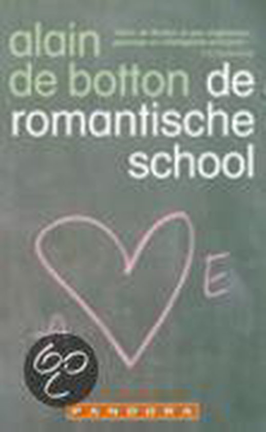 Boek "Alain de Botton de romantische school" met een hart getekend met krijt.