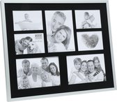 Deknudt Frames S67AJ1 E7B 0x0cm Multifotolijst in mat zilverkleur met zwarte passe-partout voor 7 foto's