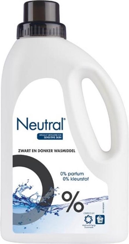 Neutral 0% Zwart & Donker Parfumvrij Vloeibaar - 16 wasbeurten - 1 l - Wasmiddel