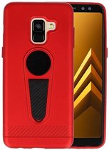 Microfoon series hoesje voor Samsung Galaxy A8 2018 Rood