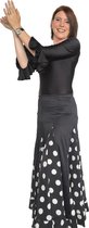 Spaanse Flamenco Rok - Zwart met Witte Stippen - Maat L - Volwassenen - Verkleed Rok