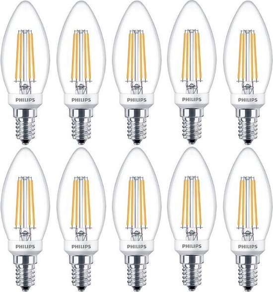 10 stuks - Philips LED Kaarslamp E14 5-40W 470lm Dimbaar | bol.com