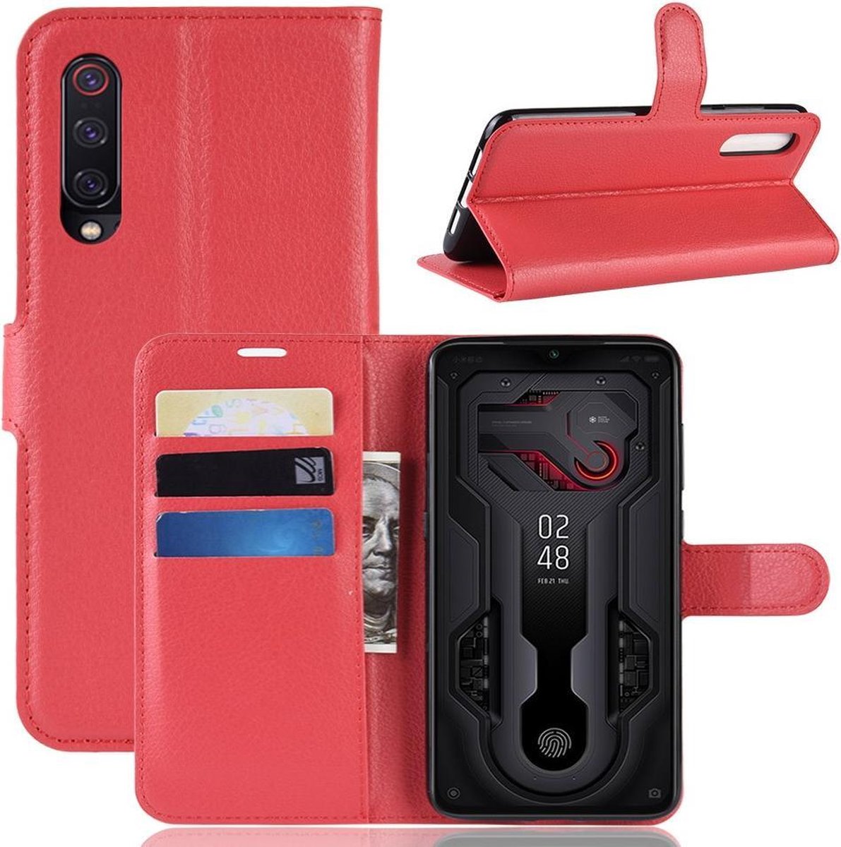 Book Case - Geschikt voor Xiaomi Mi 9 Hoesje - Rood