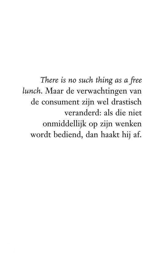 Tekst met de Engelse zin 'There is no such thing as a free lunch.' en Nederlandse vertaling.