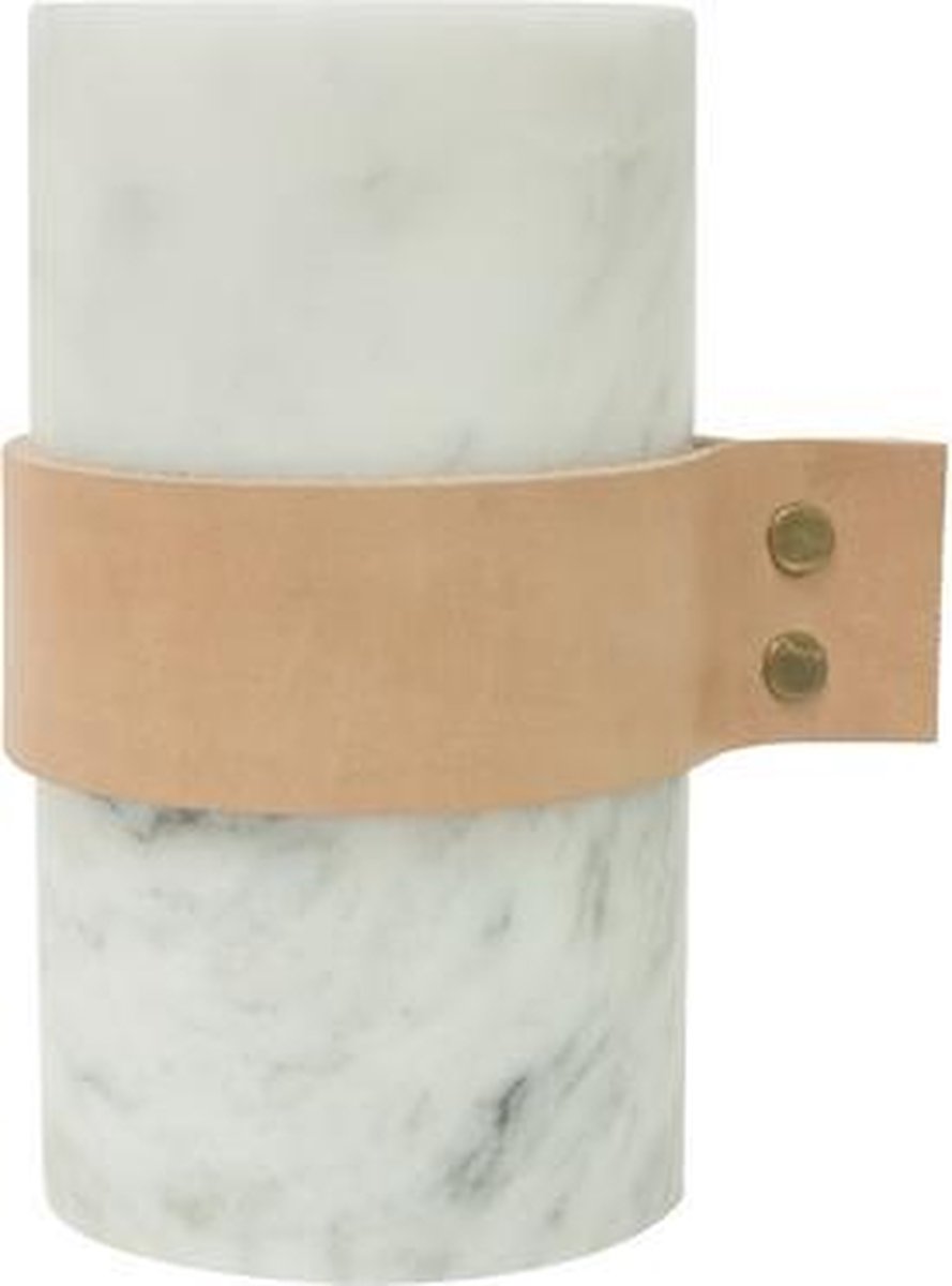 ECO Design Vaas 8,5x15,5cm Wit met Lerenband