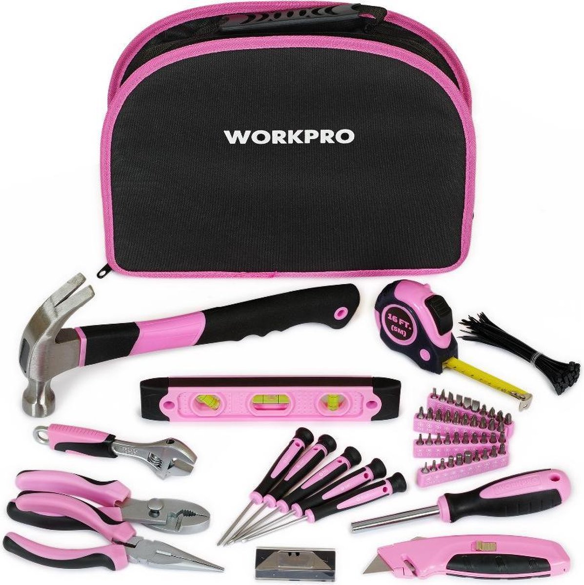 Workpro Tool bag - Workpro' outils 63 pièces - Outils pour femmes - Rose -  63 pièces | bol.com