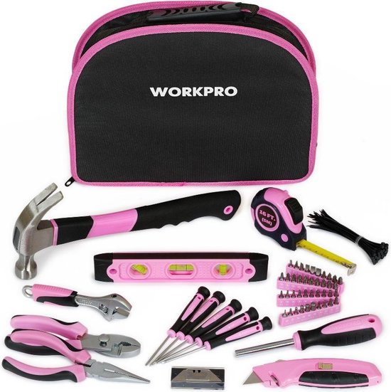 Workpro Gereedschapstas - 63-delige gereedschap set - Gereedschap voor  Vrouwen - Roze... | bol.com