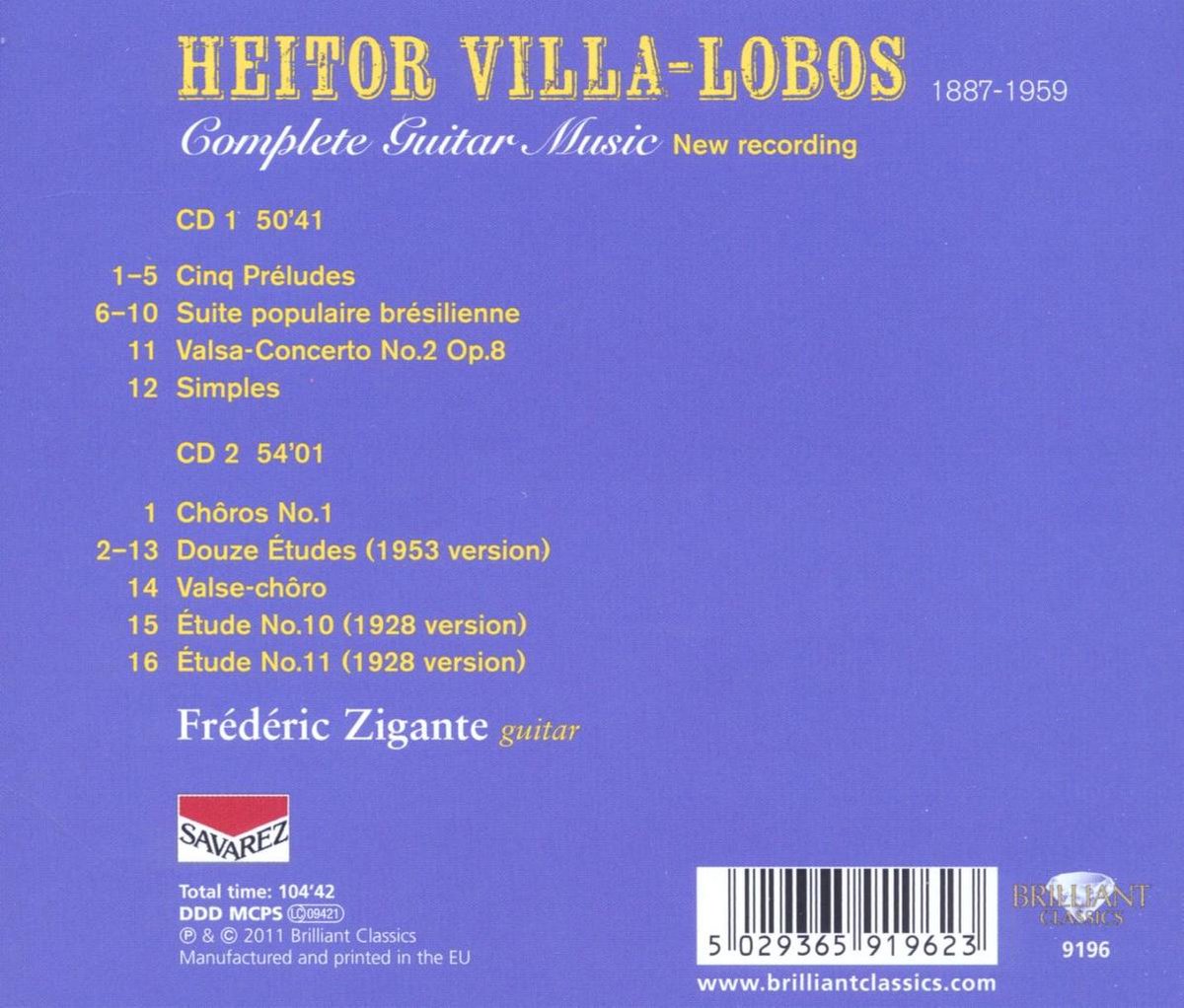 Villa-Lobos; Complete Guitar Music