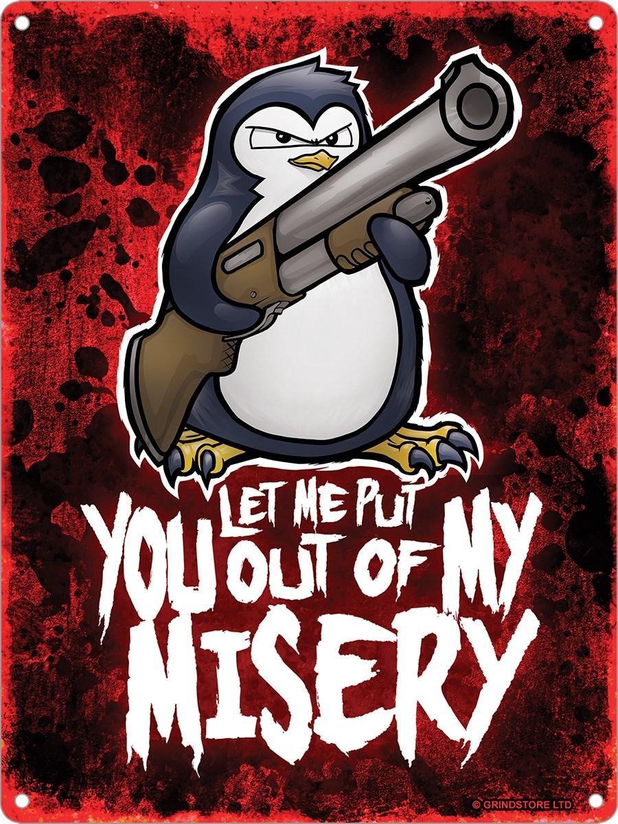 Wandbord - Psycho penguin misery -15x20cm-