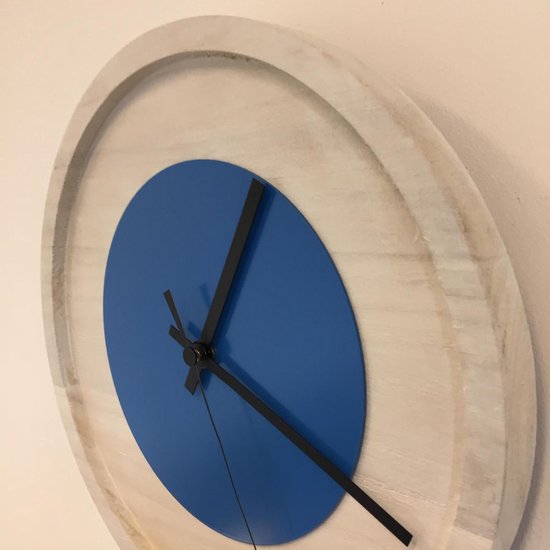 Horloge murale Quinten Design hollandais moderne blanc et bleu