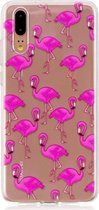 Shop4 - Huawei P20 Hoesje - Zachte Back Case Flamingo's Transparant