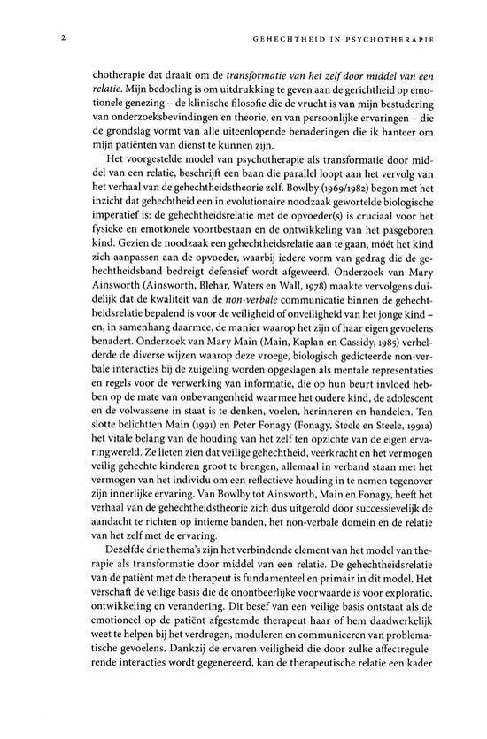 Pagina met tekst over gehechtheidstheorie en psychotherapie.