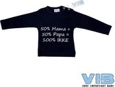 VIB® - Baby T-Shirt 50%Mama+50%Papa=100% IKKE (Navy)-(0-3 mnd) - Babykleertjes - Baby cadeau