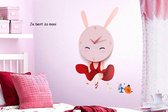 JP4kids klok Sweet Rabbit (JP-HYGZ004) - Klok - Kunststof - 62x48 cm - Roze