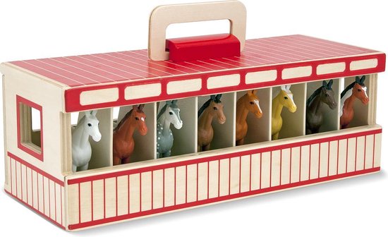 Thumbnail van een extra afbeelding van het spel De draagbare stal voor showpaarden van Melissa & Doug (speelset, bevordert creatief leren, 8 speelgoedpaarden, geweldig cadeau voor meisjes en jongens - ideaal voor kinderen van 3, 4, 5 jaar en ouder)