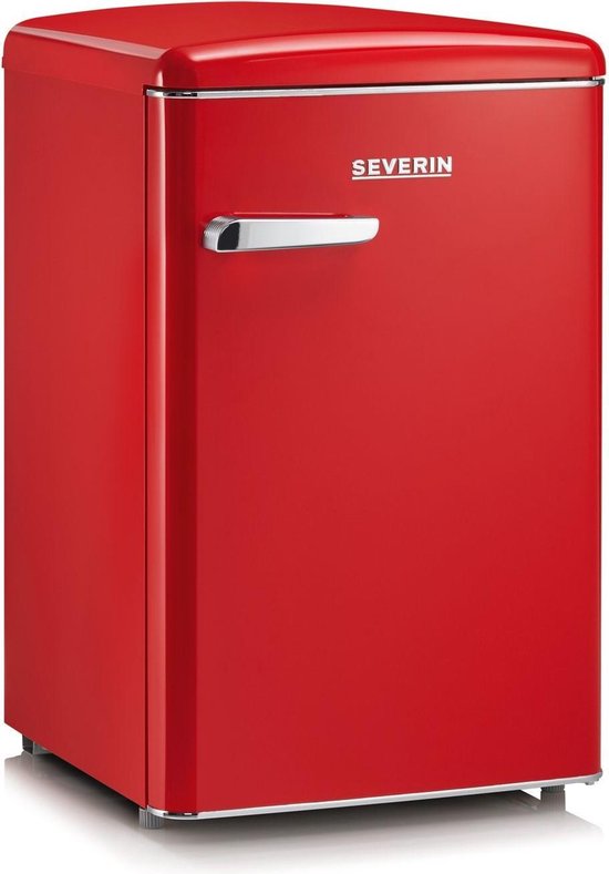 Retro koelkast rood Severin RKS 8830, 106L tafelmodel, vriezer boven, energieklasse A+++, LED verlichting, 41 dB geluid