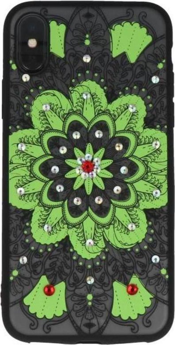 Groen Diamant Mandala Back Cover Hoesje voor iPhone X