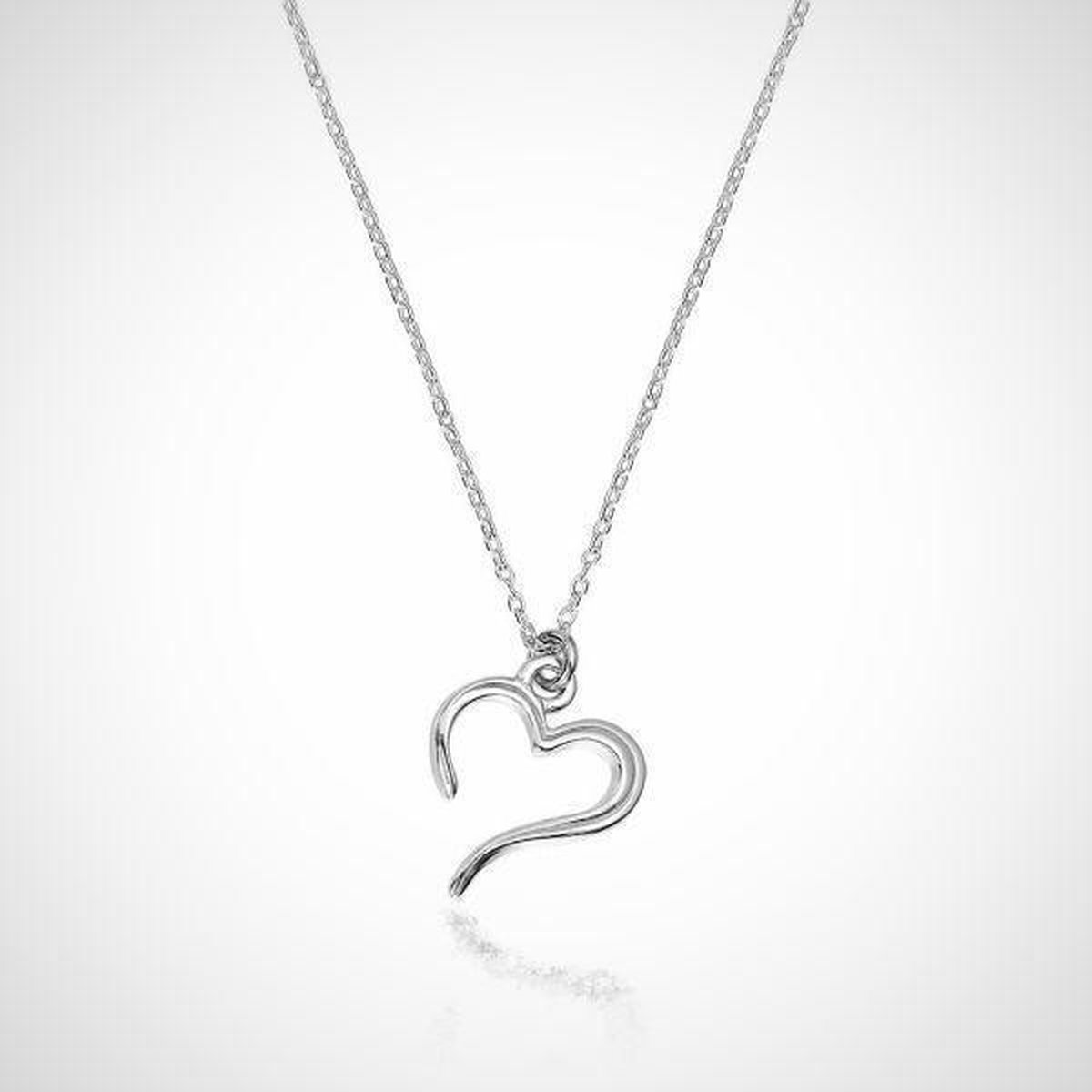 ketting met hanger - Hart - 42cm - zilver