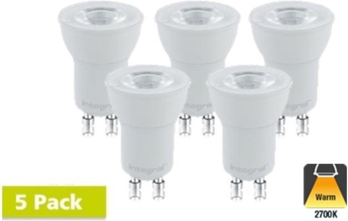 5 Pack Integral LED spot GU10 35mm 2,8 watt warm wit 2700K niet dimbaar | bol.com
