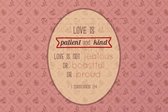 Premium Aluminium - Foto op aluminium - Tekst: Love is patient and kind love is not jealous or boastful or proud (40 x 60cm)